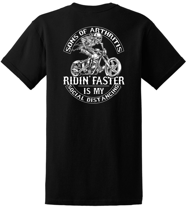 Limited Edition QUARANTINE CHAPTER RIDING FASTER IS MY POCKET Short Sleeve 100% Cotton Biker T-shirt?