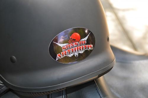 crazy als motorcycle helmets Sons of Arthritis Helmet Sticker