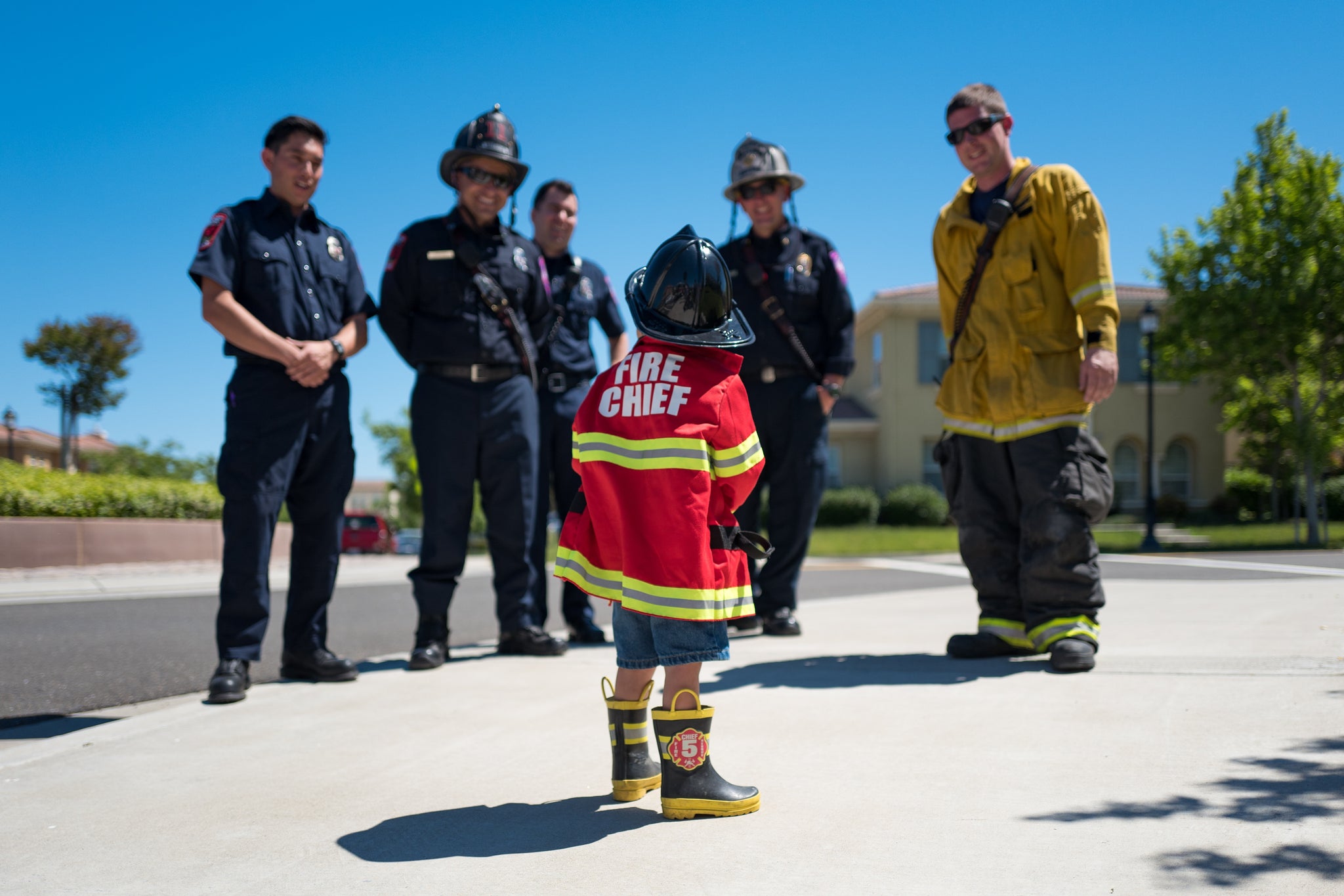 Firefighters and first responders for motorcycle accident