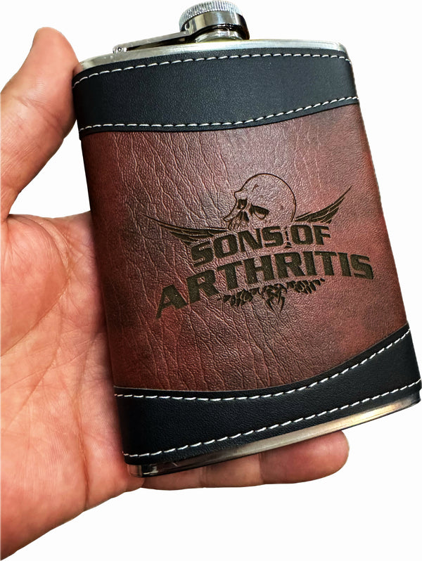Sons of Arthritis Leather Flask - 8oz Edition