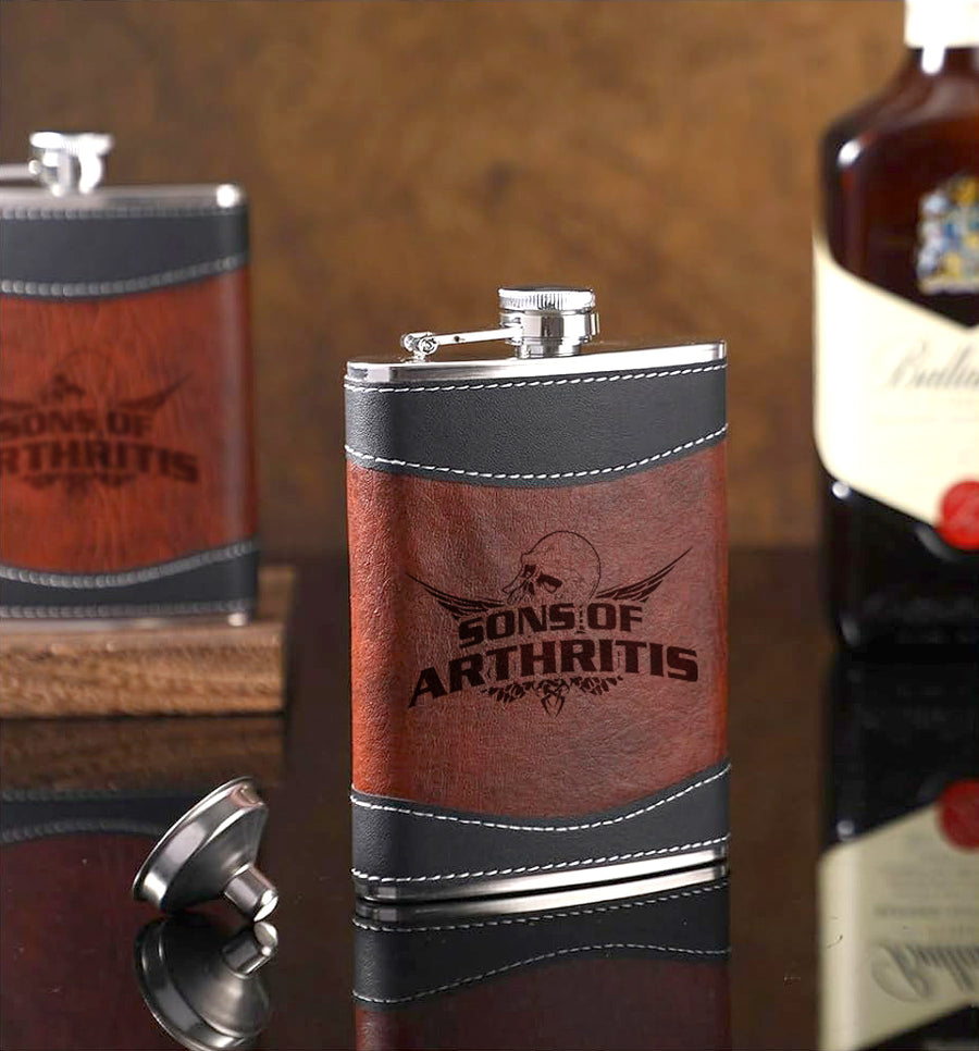 Sons of Arthritis Leather Flask - 8oz Edition