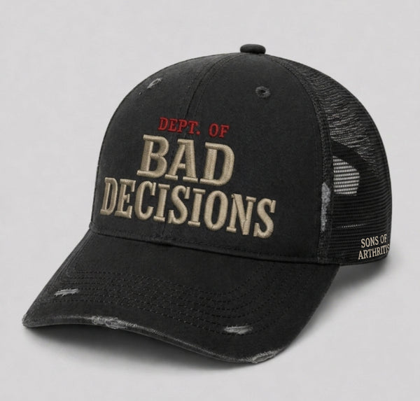 Sons of Arthritis Distressed Black Cap - Dept of Bad Decisions