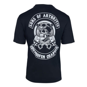 Sons of Arthritis Helmet Head Black Short Sleeve 100% Cotton Biker T-shirt