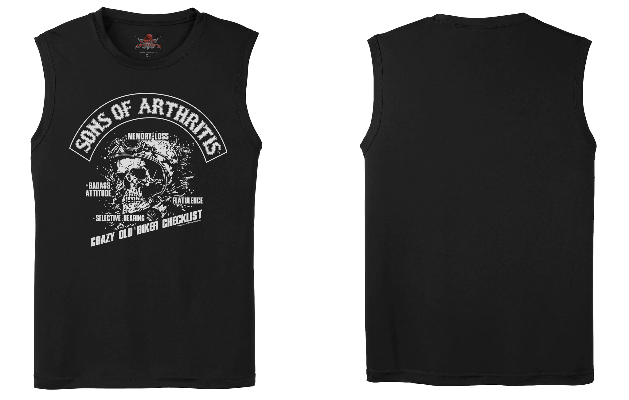 Sons of Arthritis Seasoned Biker Black Short Sleeve 100% Cotton Biker