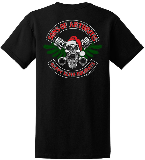 Happy Elfin Holidays Black Pocket T-Shirt