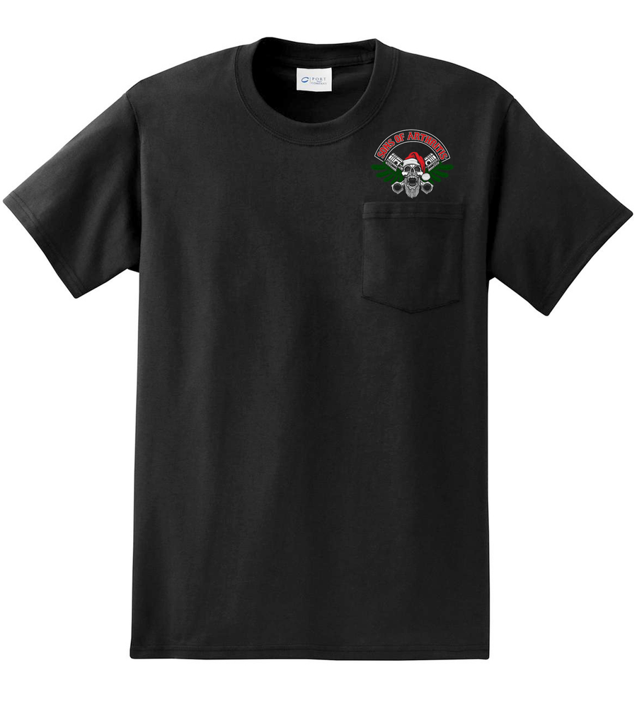 Happy Elfin Holidays Black Pocket T-Shirt