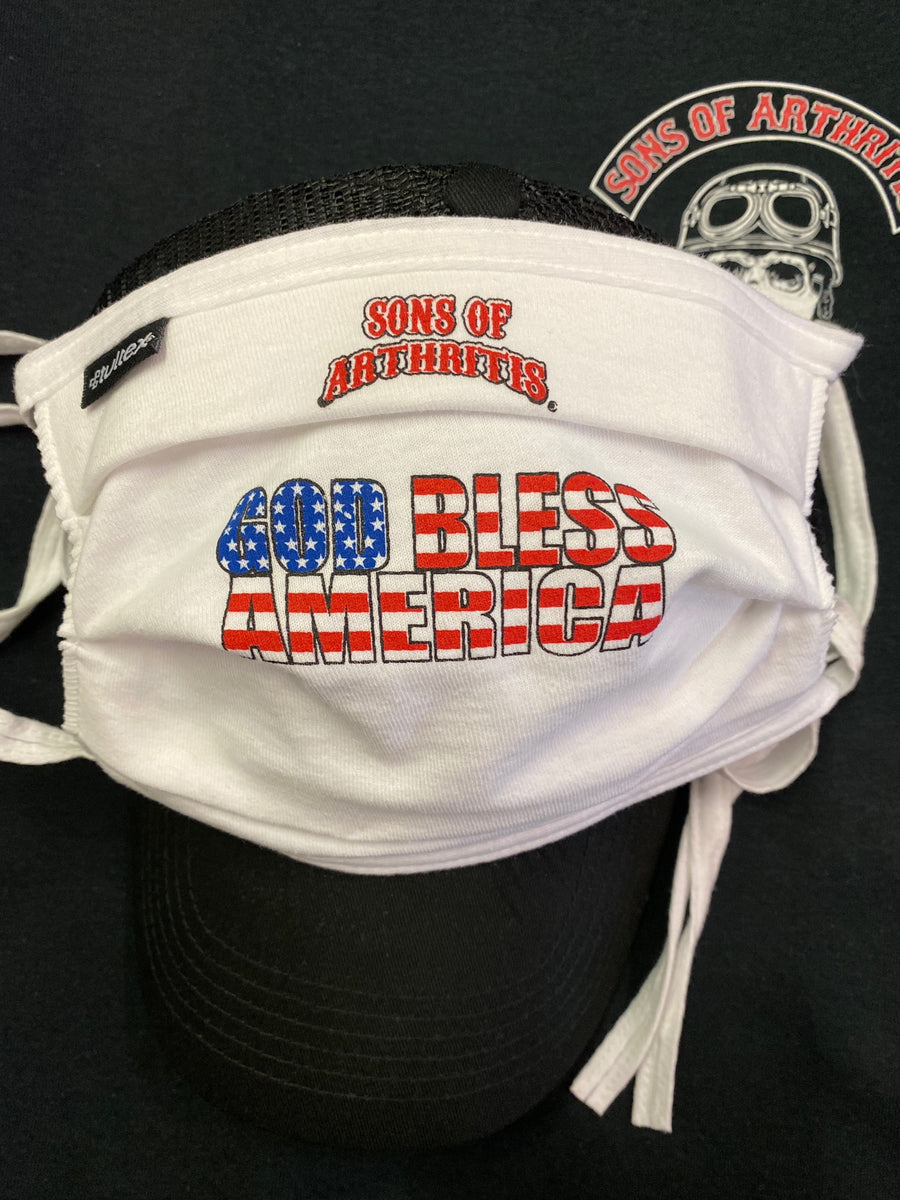 Sons of Arthritis "GOD BLESS AMERICA" Washable Double Layer Adjustable Cotton Face Mask