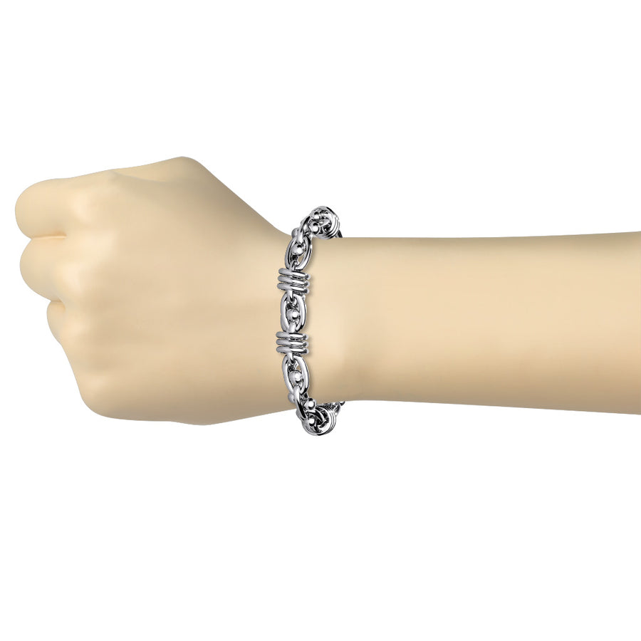 Sons of Arthritis Moving Dumbbell in Chain Links 316L Stainless Steel Bracelet with Toggle Clasp