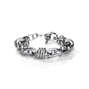 Sons of Arthritis Moving Dumbbell in Chain Links 316L Stainless Steel Bracelet with Toggle Clasp