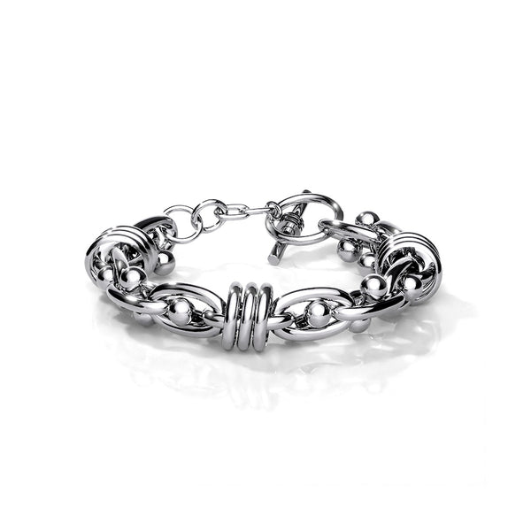 Sons of Arthritis Moving Dumbbell in Chain Links 316L Stainless Steel Bracelet with Toggle Clasp