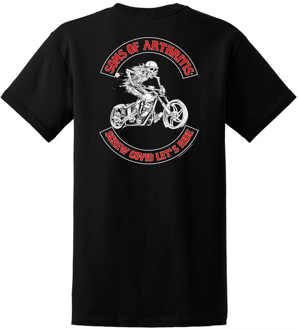 Sons of Arthritis Screw COVID Let's Ride Pocket T-Shirt
