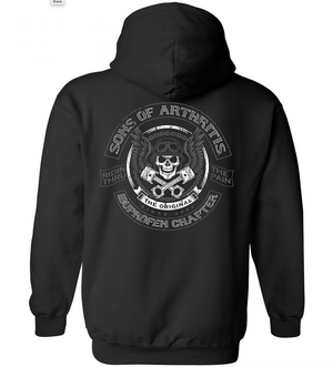 Sons of Arthritis Skull and Pistons PULLOVER Hoodie