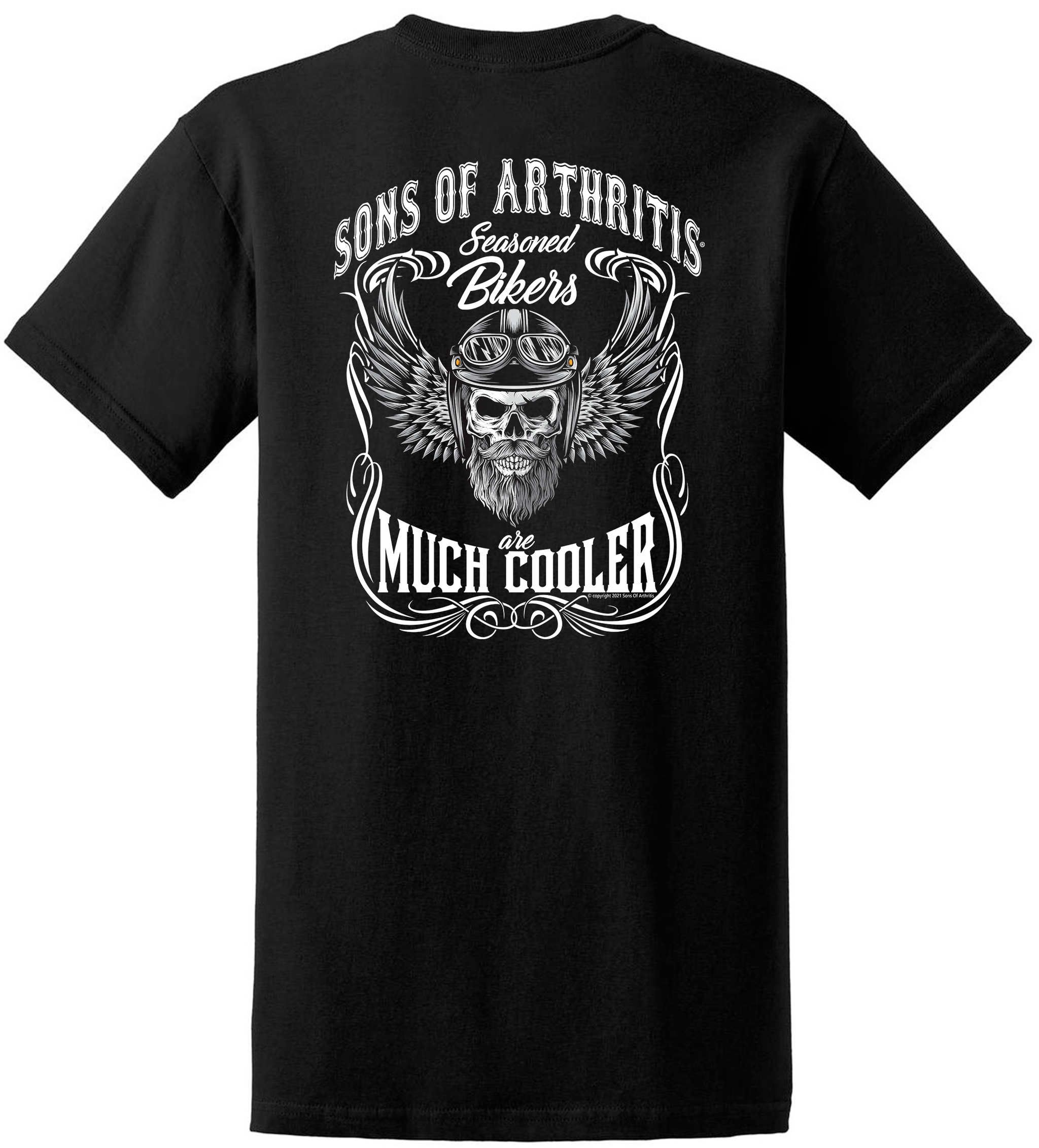 Sons of Arthritis Seasoned Biker Black Short Sleeve 100% Cotton Biker  T-shirt