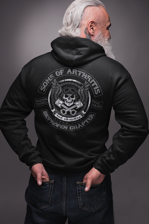 Sons of Arthritis Skull and Pistons PULLOVER Hoodie