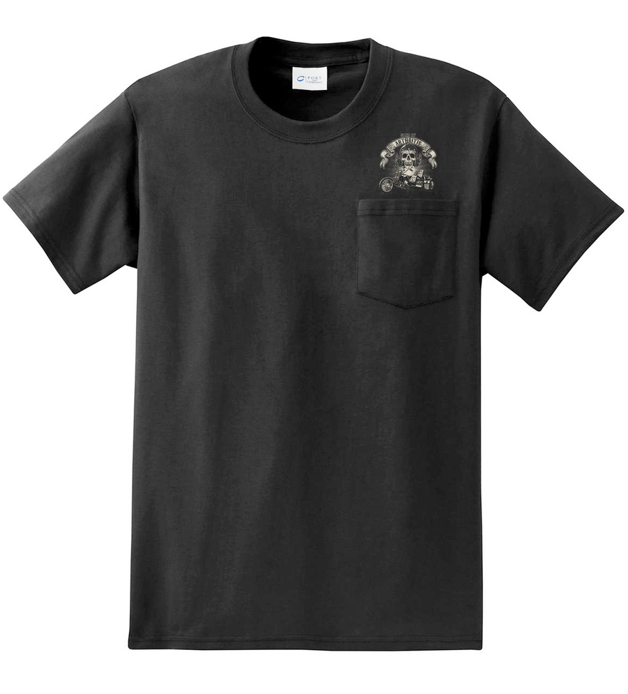 Sons of Arthritis Trike Chapter Black Pocket Short Sleeve 100% Cotton Biker T-shirt