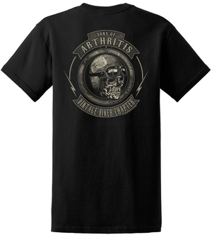 Sons of Arthritis Vintage Biker Chapter Black Pocket Short Sleeve 100% Cotton Biker T-shirt