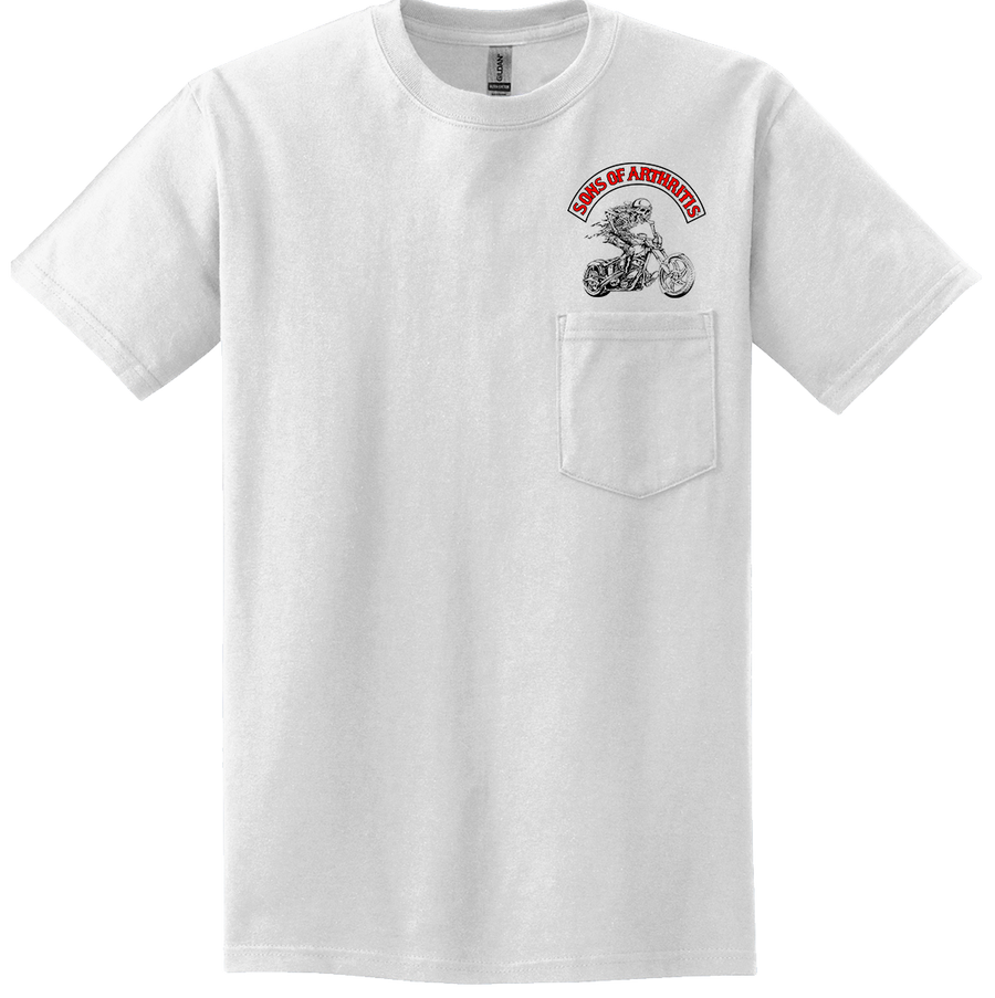 Sons of Arthritis Ibuprofen Chapter White Pocket T-shirt