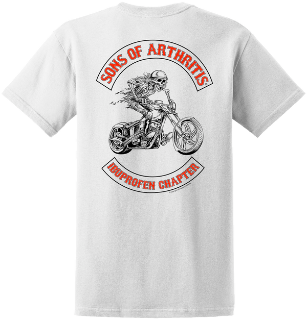 Sons of Arthritis Ibuprofen Chapter White Pocket T-shirt