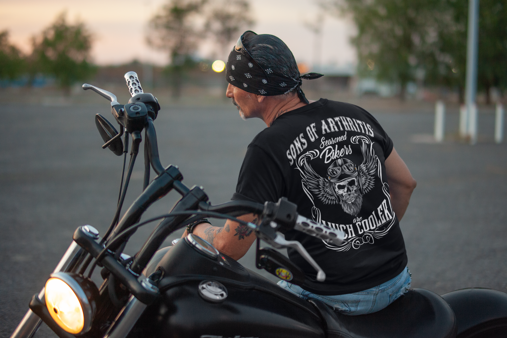 Sons of Arthritis Seasoned Biker Black Pocket Short Sleeve 100% Cotton