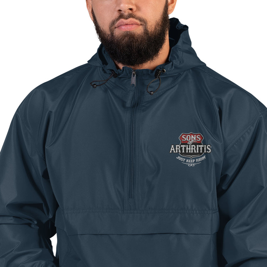 Sons of Arthritis KEEP ON RIDIN" Embroidered Champion Packable wind & rain Jacket
