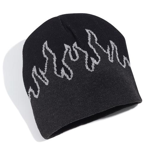 Embroidered Flame Beanie