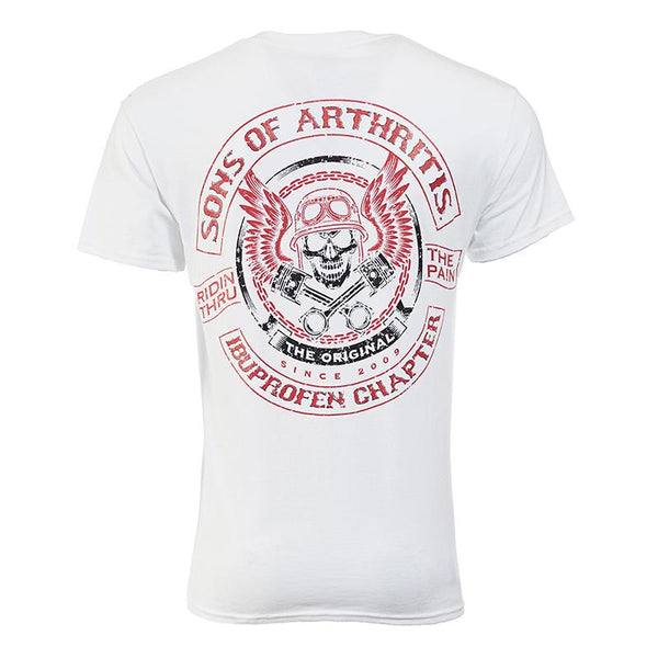 Sons of Arthritis Skull & Pistons Pocket T-Shirt White